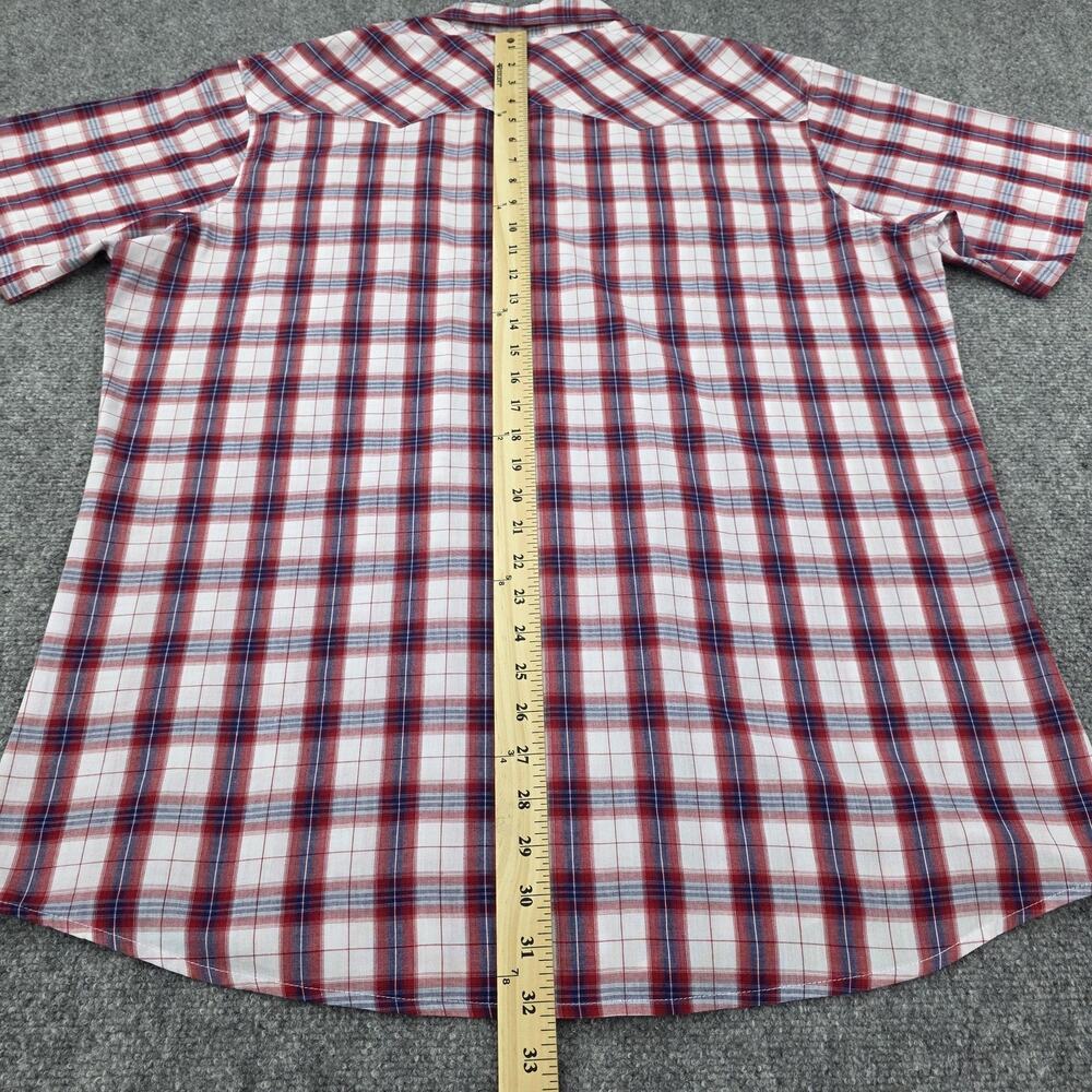 Wrangler Shirt Mens XLT Red White Blue Plaid Wrancher Pearl Snap Western Rodeo - Picture 7 of 15